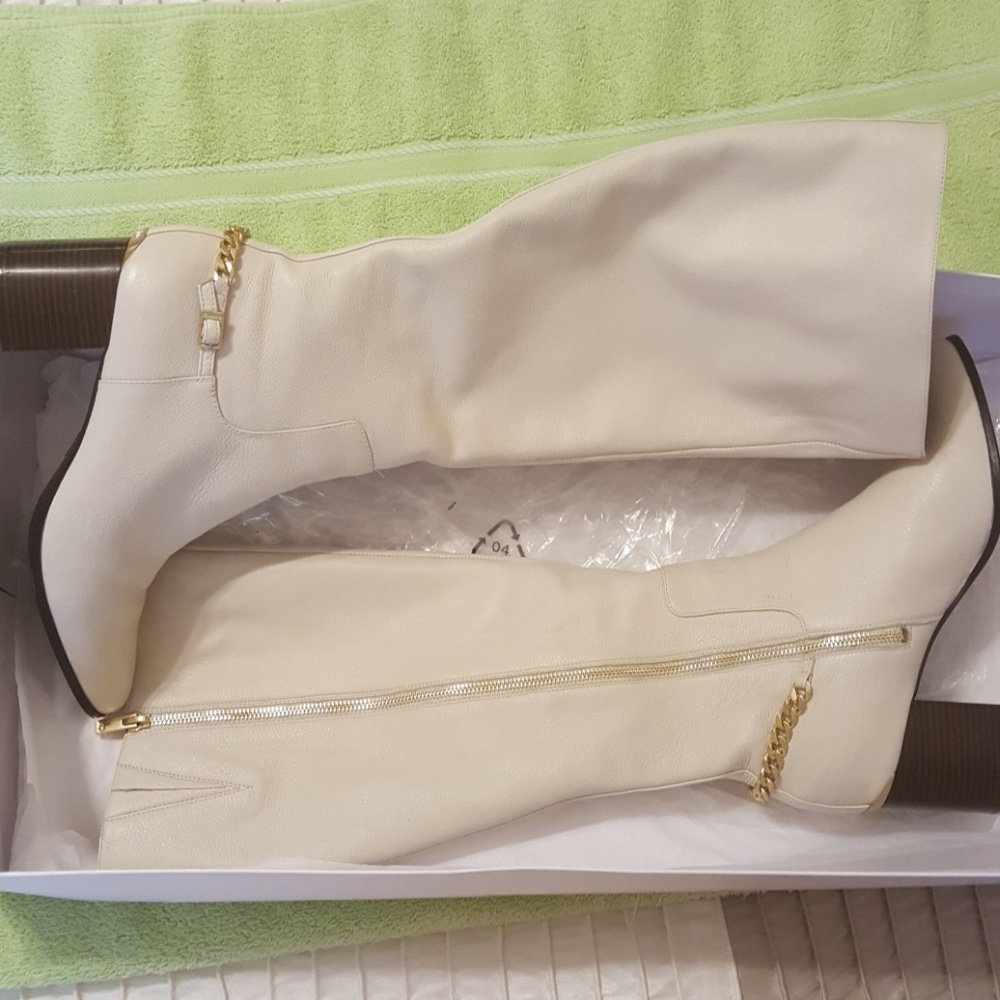 Ivory leather boots